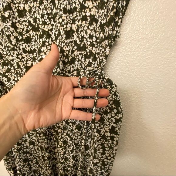 A New Day Short Sleeve green micro floral side Cut Out Dress hi low maxi L - Picture 7 of 12